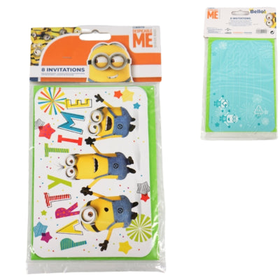 Amscan Despicable me minions uitnodigingskaarten en enveloppen 8 stuks | 36 stuks