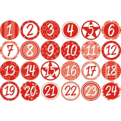 Adventskalender cadeauset DIY rood 26 cm | 24 stuks