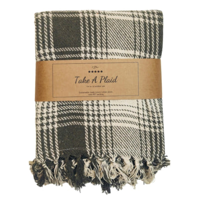 Take A Plaid polyback picknickplaid groen wit 160 x 160 cm | 10 stuks