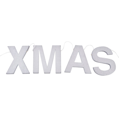 Letterslinger XMAS zilverkleurig horizontaal 85 cm | 24 stuks