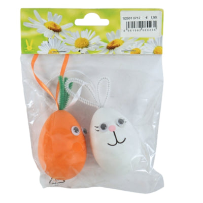 Hanger Pasen ei en wortel 8 cm set van 2 | 24 stuks
