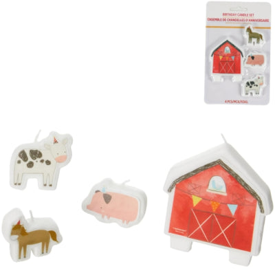 Amscan Kaarsen boerderij barnyard 8 cm set van 4 stuks | 24 stuks