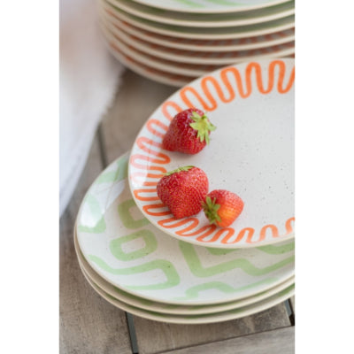 J-Line bord pattern groen 22 cm | 12 stuks