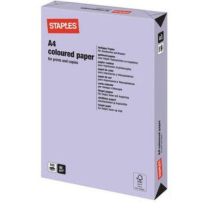 Staples papier a4 gekleurd lila 500 vel | 5 stuks