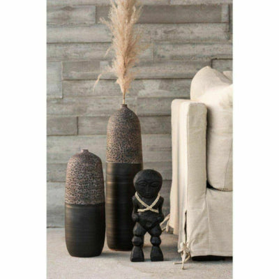 J-Line figuur primitief mangohout zwart 41 cm | 6 stuks