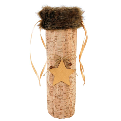 Kerst geschenktas Kurk look bruin 38 cm | 36 stuks