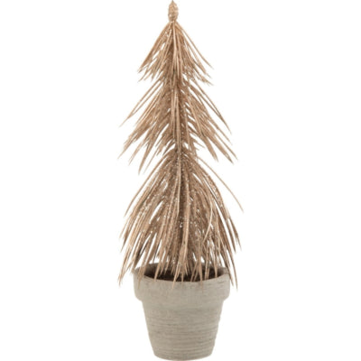 J-Line Dennenboom in pot glitter champagnekleurig 22 cm | 12 stuks