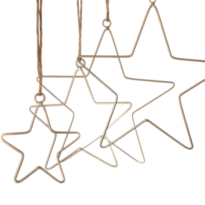 Hanger sterren Kerst goudkleurig 30 cm set van 4 | 10 stuks