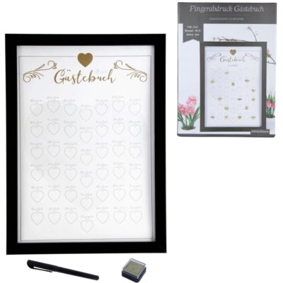 Gastenboek vingerafdruk met glitters en stift 45 cm | 6 stuks
