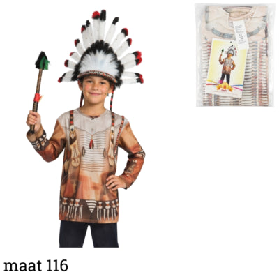 Kostuum Indiaan shirt kids maat 116 | 10 stuks