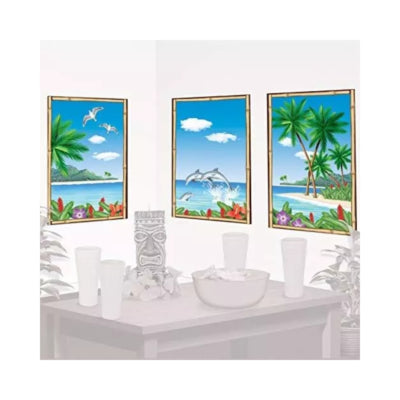 Amscan Wanddecoratie drieluik poster tropical 85 cm set van 3 | 24 stuks