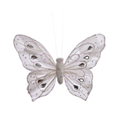 Vlinder op clip wit 12 cm | 24 stuks