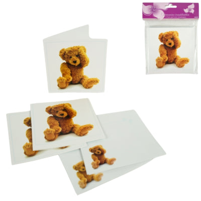 Kennisgevingskaarten Babyshower teddybeer 12 cm 5 stuks | 48 stuks