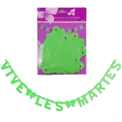 Letterslinger Vive les Mariès groen 160 cm | 24 stuks