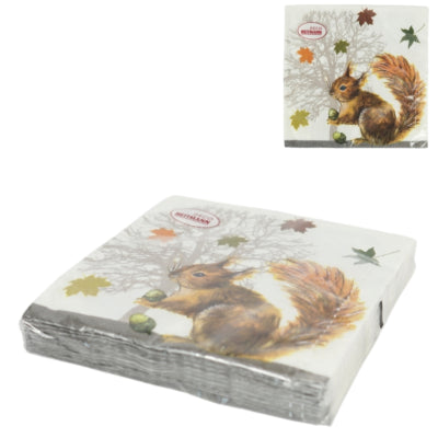 Deco Heitmann servetten eekhoorn 33 x 33 cm 3-laags 20 stuks | 90 stuks
