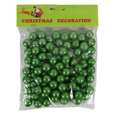 Kerstdecoratie glitter bal groen 1,5 cm | 48 stuks