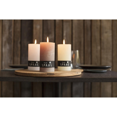 Spaas (r) stompkaars rustic olijfgroen 7 x 13 cm | 8 stuks