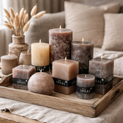 Spaas (r) stompkaars rustic vierkant zalm 7 x 13 cm | 6 stuks