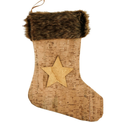 Kerstsok Kurk look bruin 38 cm | 24 stuks
