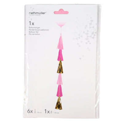 Amscan Ballonslinger franje roze 70 cm | 10 stuks