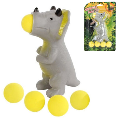 DinoWorld dinosaurus popper met 5 balletjes 14 cm | 12 stuks