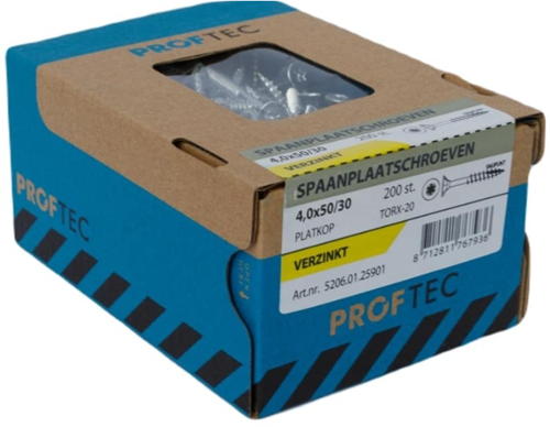 Proftec Spaanplaatschroef 4.0x50 30 torx