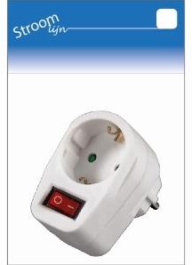 Enzo Randaarde stekkeradapter met schakelaar wit - 6640890