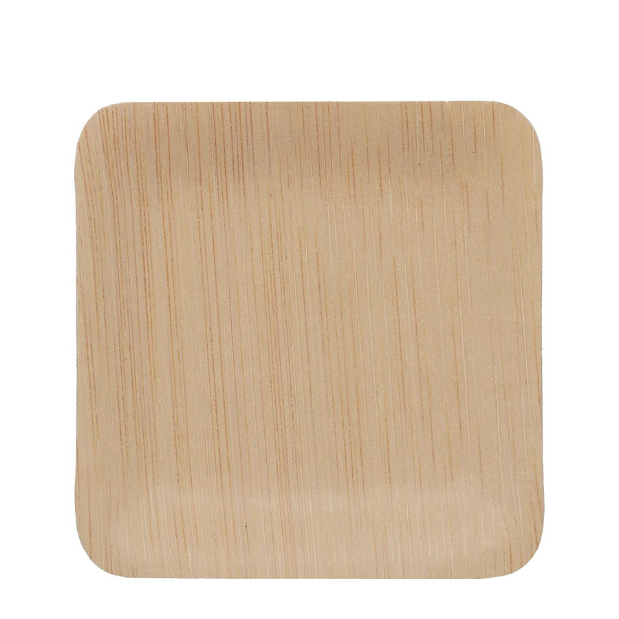 Pic Relaxdays wegwerpbordjes bamboe vierkant 8,5x8,5cm 25 stuks