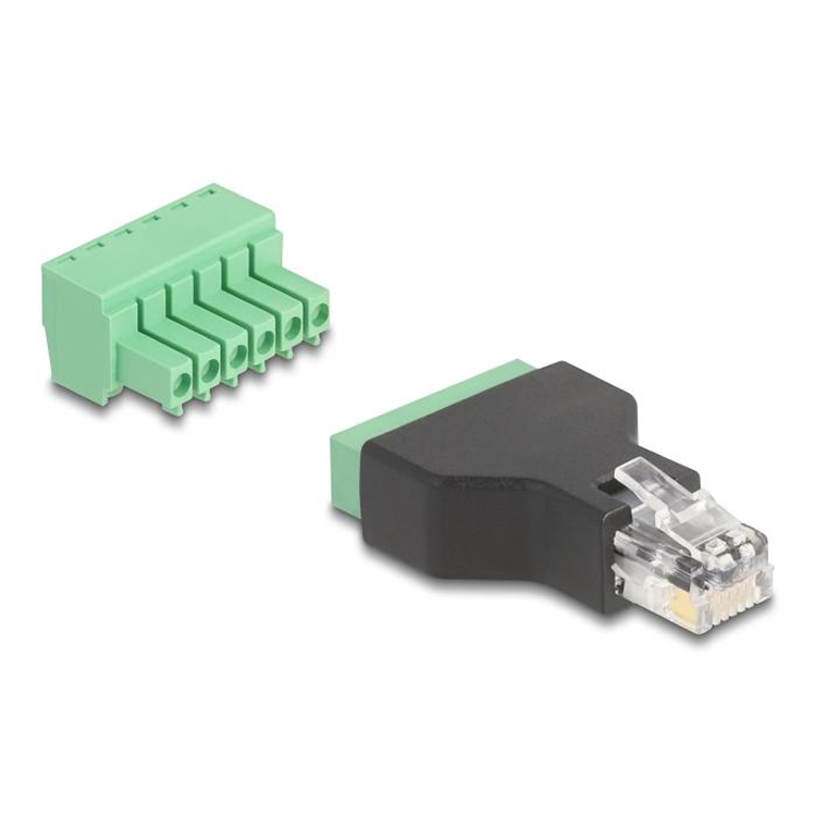 RJ12-stekker naar schroefklemmenblokadapter
