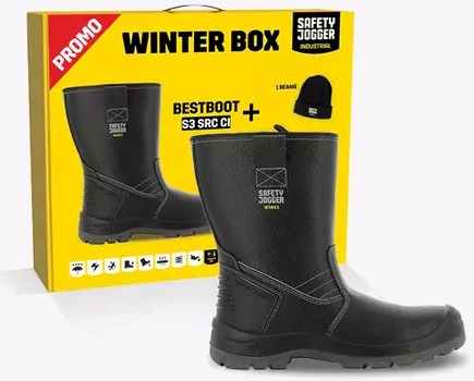 Safety Jogger winterbox | bestboot veiligheidslaars + sokken + handschoenen + muts | zwart | maat 38 - si9700380