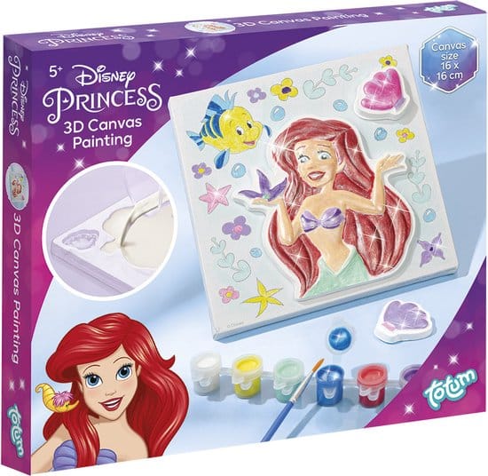 Intro Disney princess totum knutselset 3d canvas prinses schilderijtje maken van ariel