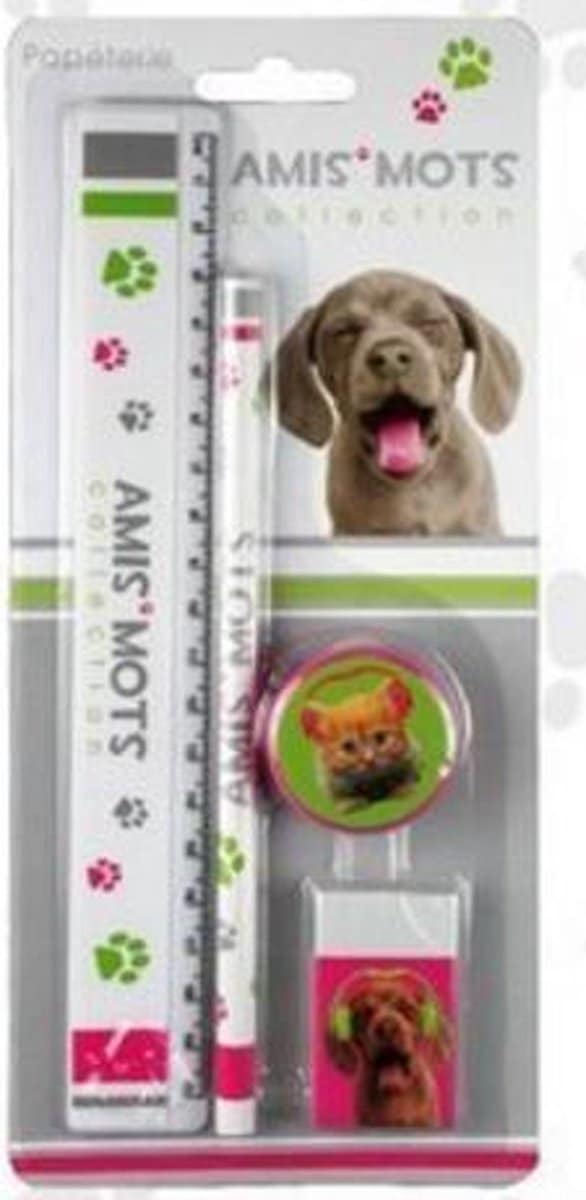 Van Der Doelen Schrijfset met print van hond en kat