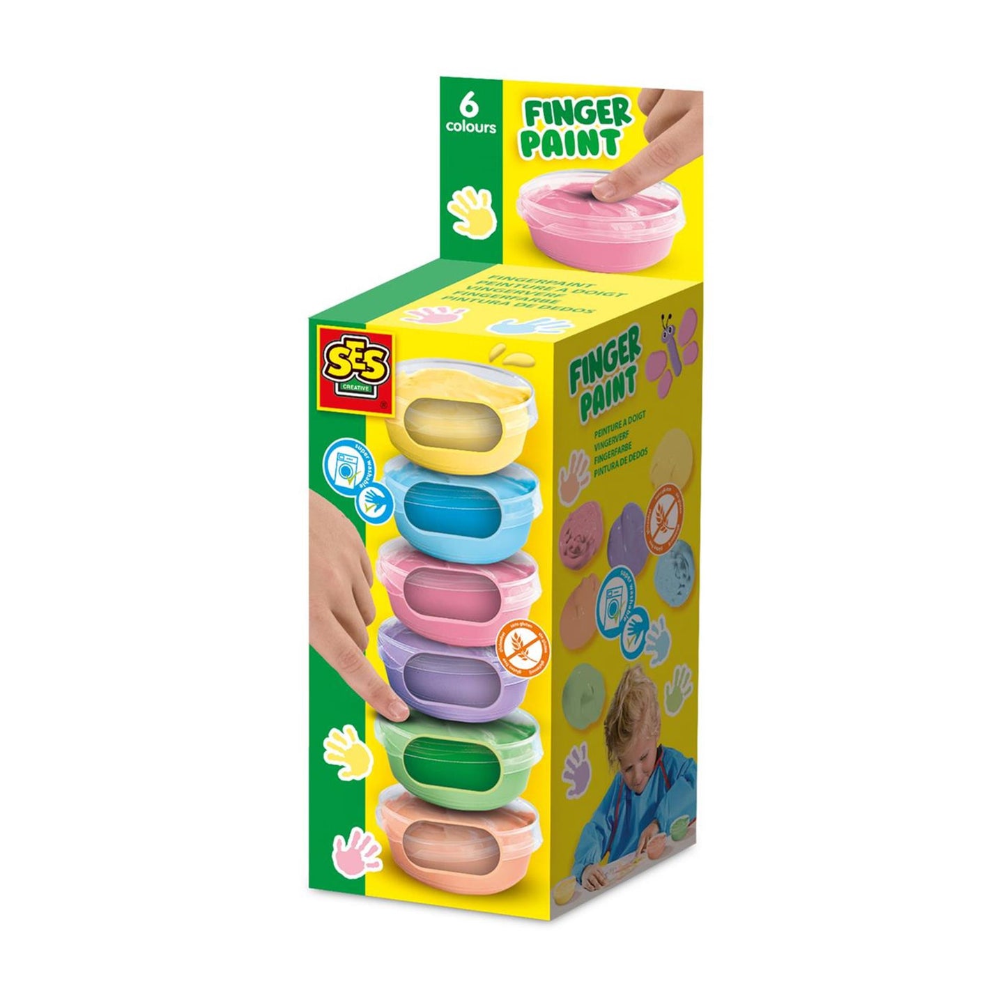 Ses vingerverf pastel 6 kleuren x 45 ml