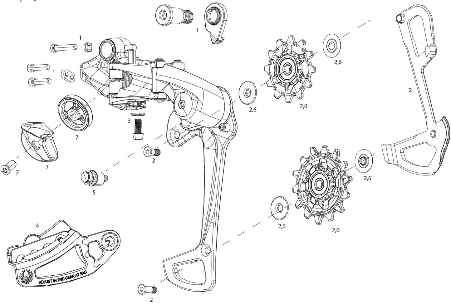 SRAM schaltwerk xx1 eagle rear derail. xx1 eagle 52t lunar grey