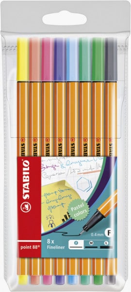 STABILO point 88 pastel - fineliner - set met 6 stuks