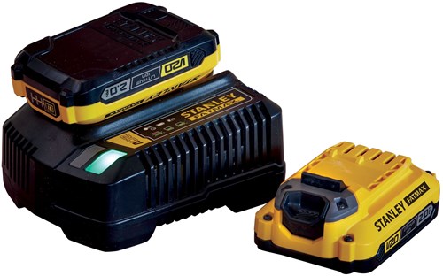 Stanley Powertools Stanley fatmax sfmcb12d2 v20 18v startset | 2x 2.0ah + 2a lader - sfmcb12d2-qw