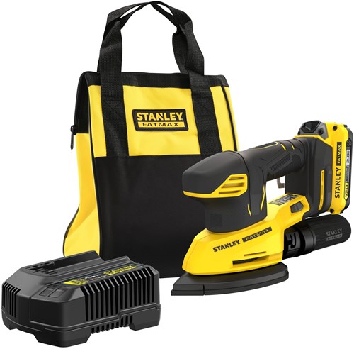 Stanley Powertools Stanley fatmax sfmcw221d1s v20 18v accu detailschuurmachine | 1x 2.0ah accu + lader | in softbag - sfmcw221d1s-qw