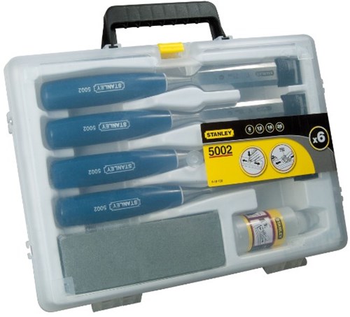 Stanley Handgereedschap houtbeitelset 6-delig (6, 12, 18, 25 mm + olie slijpsteen) - 0-16-130