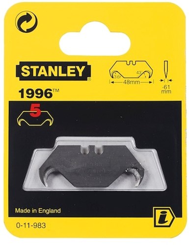 Stanley Handgereedschap reserve mesjes 1996 zonder gaten - 5 stuks kaart - 0-11-983 - 0-11-983