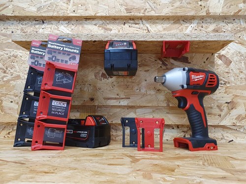 StealthMounts batterijhouders voor milwaukee m18 18v | rood | 6 stuks - bm-mw18-red-6