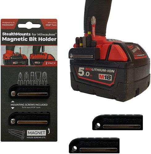 StealthMounts bithouder voor milwaukee m18 | zwart | 2 stuks - bh-mw18-blk-2