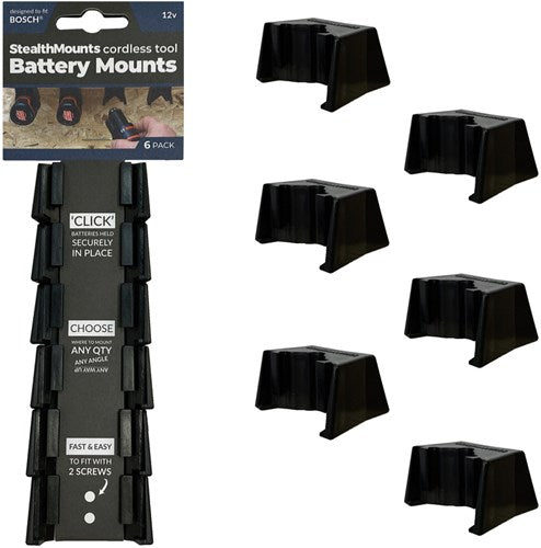 StealthMounts bm-bo108-blk-6 accuhouder voor bosch 10.8 12v | zwart | 6-pack - bm-bo108-blk-6