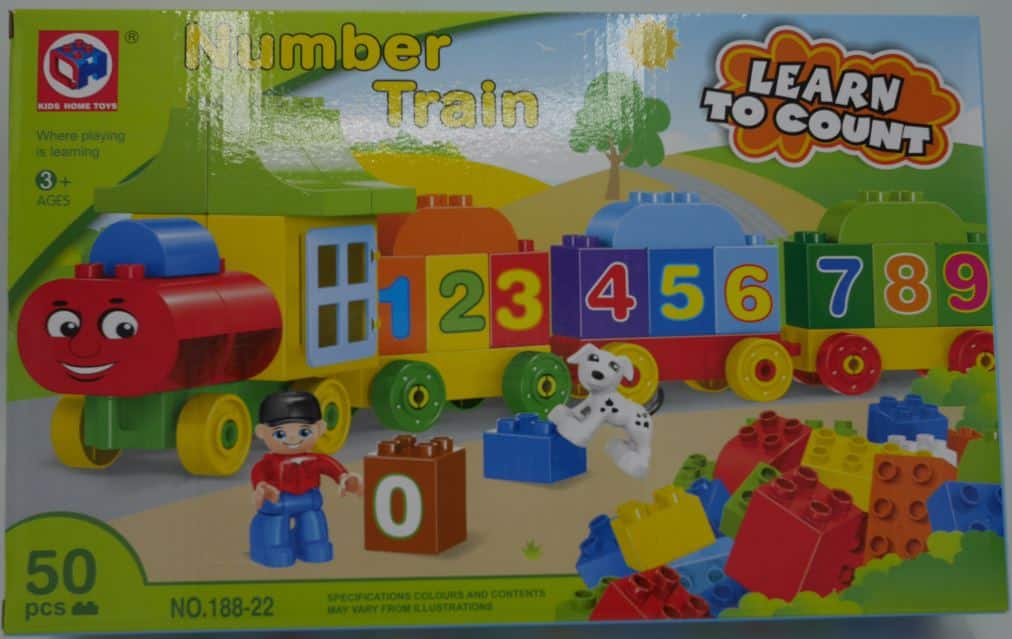 Jonotoys Bouw getallen trein van stevige bouwblokken