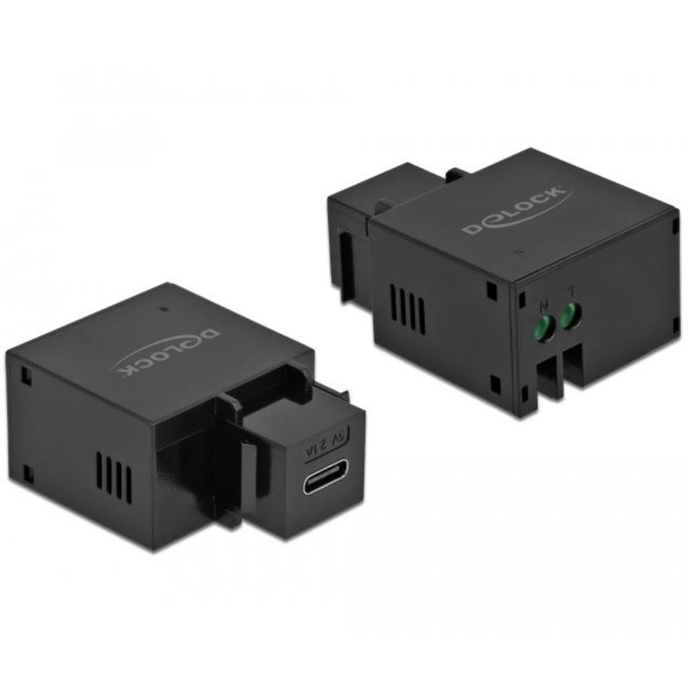 USB C naar 2‑pins aansluitblok keystone