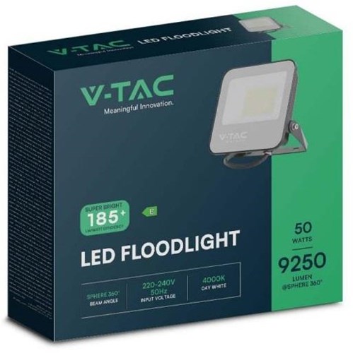 V-Tac led bouwlamp 50w 6500k zwart - high lumen - 9332055