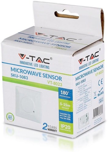 V-Tac microwave sensor inbouw wit wand - 3900318