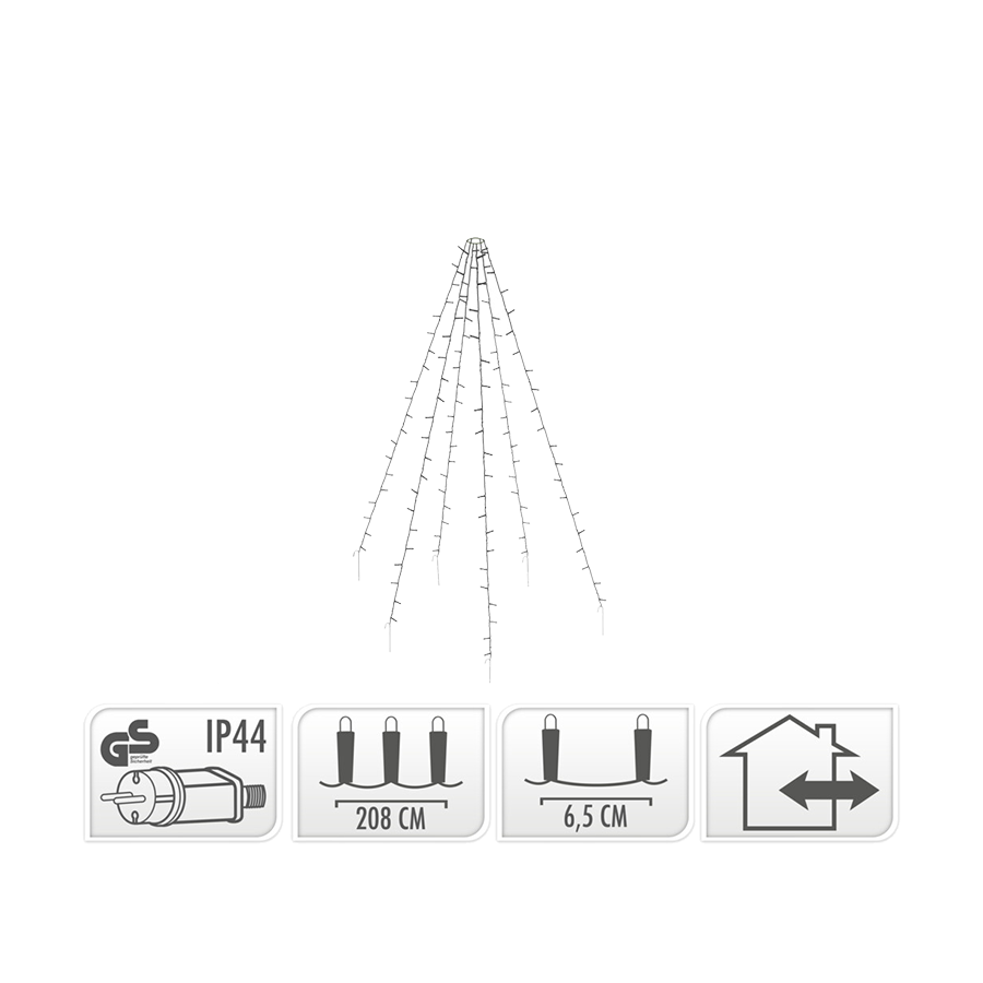 Vlaggenmast Verlichting Warm Wit 192 Leds 190cm