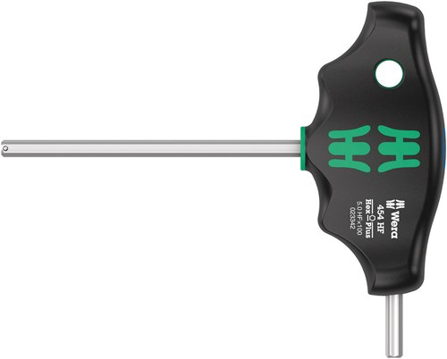 Wera 454 hf t-greep zeskant-schroevendraaier hex-plus met vasthoudfunctie, 5 x 100 mm - 05023342001