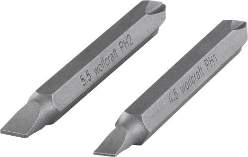 Wolfcraft dubbelbits | solid | ph sleuf | l65mm | 2 stuks - 2407000