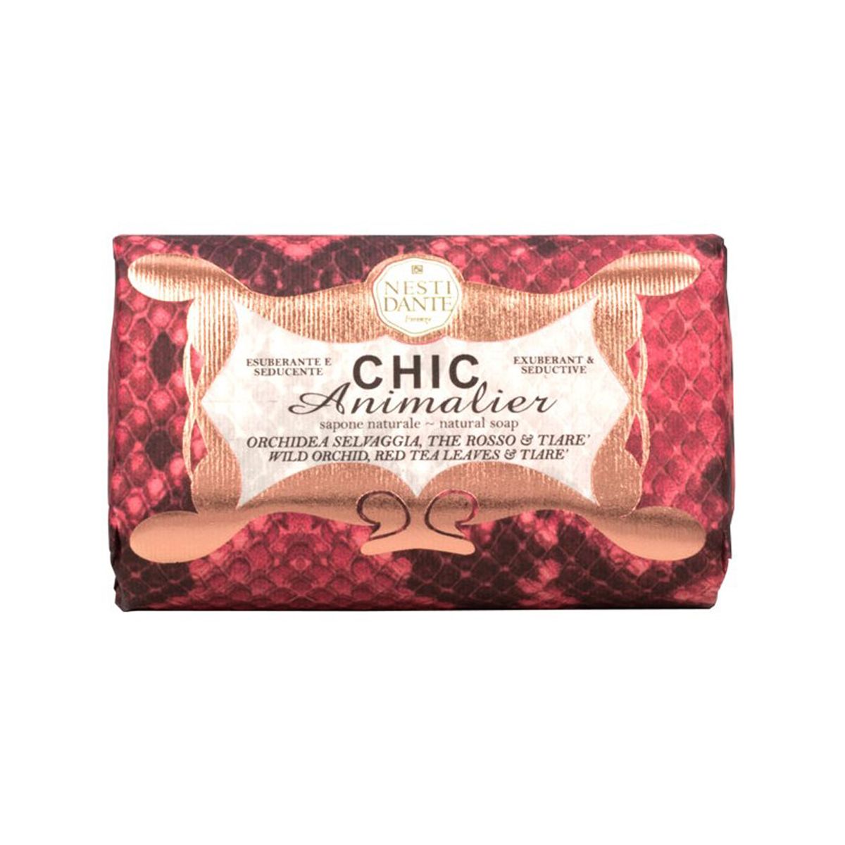 Nesti Dante chic animalier wild orchid, red rea leaves tiare zeep 250gr.
